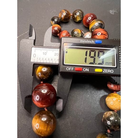 Multi color tiger eye graduated necklace with 925 magnetic clasp - Picture 5 of 14